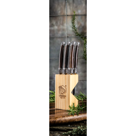 Premium Line Steakmessen Dark Wood 1.8mm, 6 stuks in houten messenblok