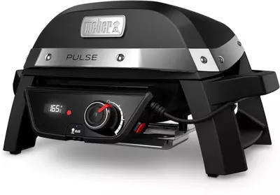 Weber Pulse 1000 - Zwart - elektrische barbecue voor en zij aanzicht